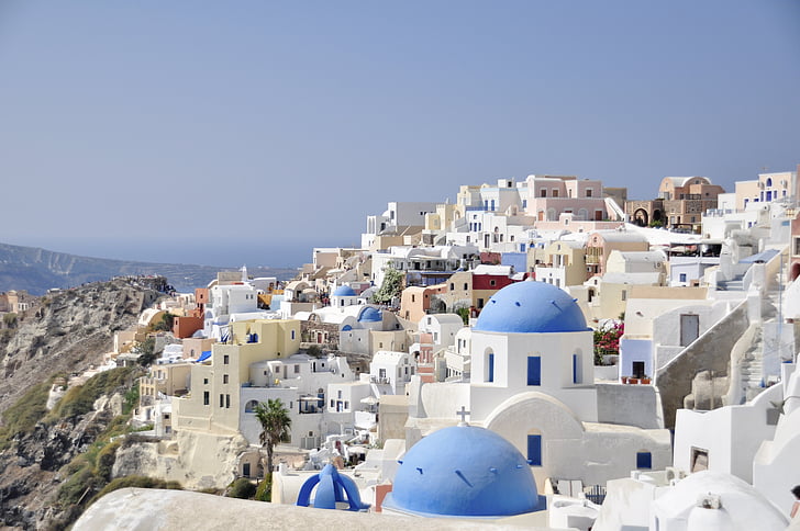 Santorini, Prikaz, Grčki otok, Grčka, plava