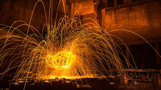 bright, light, long-exposure, photography, sparks, fire - Natural Phenomenon, flame