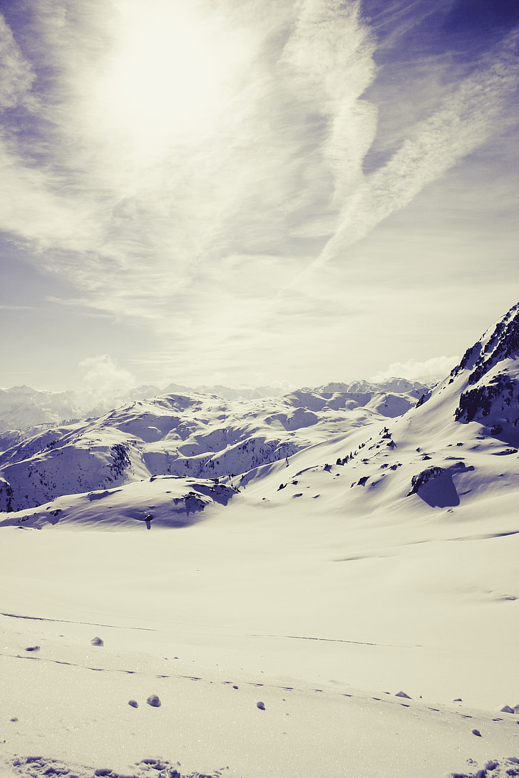 Alpu, sniega, ainava, kalni, ziemas, augstu kalnos, Alpīnisms