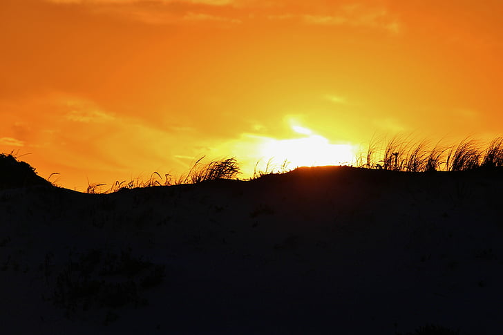 Dune, apus de soare, coasta, soare, dune de nisip, plajă, mare