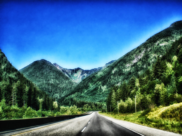 Британска Колумбия, пейзаж, живописна, планини, път, магистрала, гора