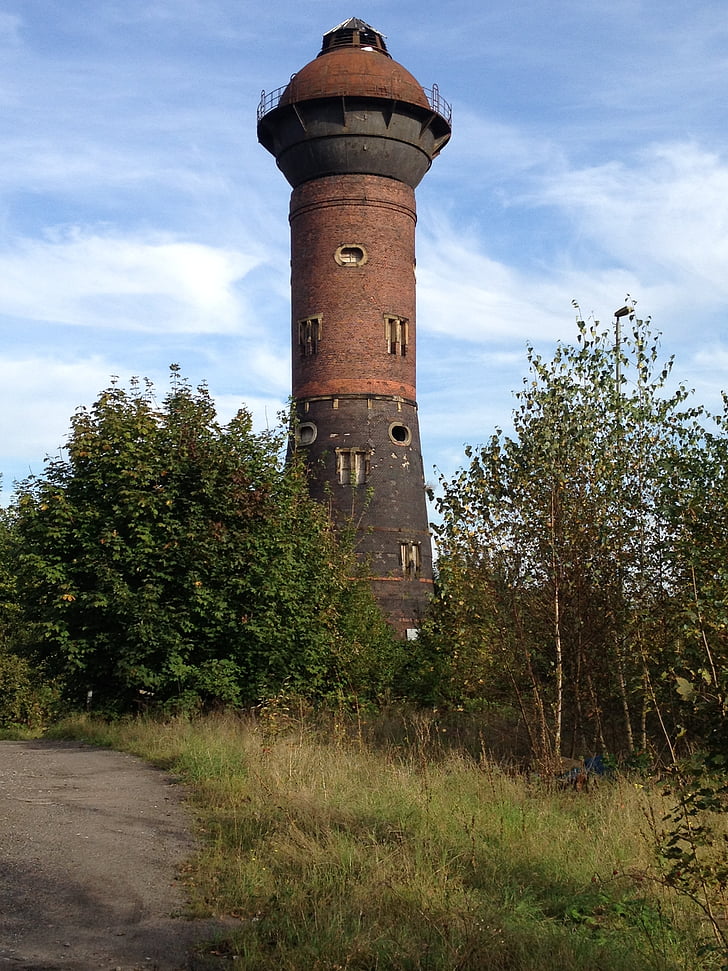 water tower, landscape, landmark, building, architecture, duisburg, germany
