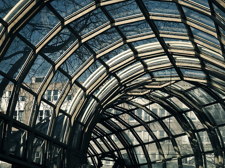 arquitetura, moderna, vidro, telhado, telhado de vidro, construção, Düsseldorf
