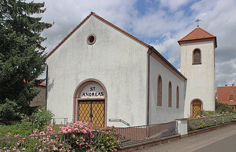 Église, steeple, bâtiment, Biedesheim, Sky, architecture, religion