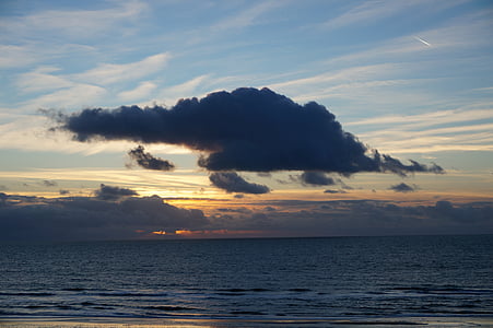 cloud, sunset, ocean, nature, evening, dramatic, sky