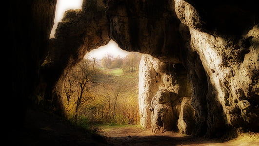 olkusz, poland, cave, rock, landscape, nature, tunnel