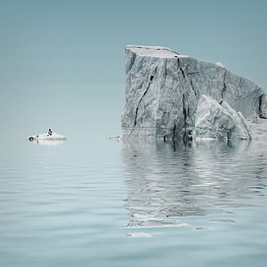 isfjell, isbre, Antarktis, natur, blå, frosset, refleksjon