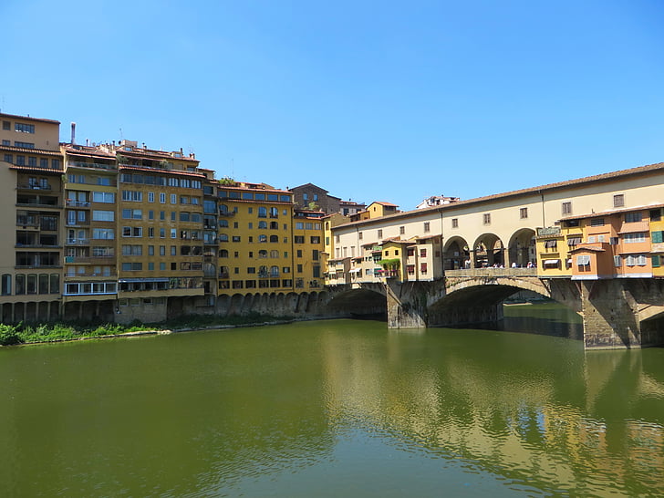 Italië, Florence, Ponte vecchio, brug, het platform, Arno