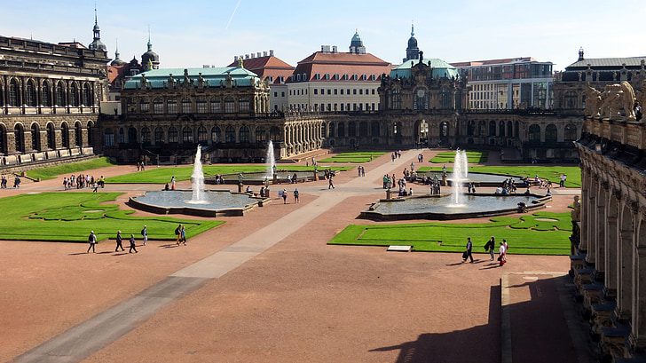 perrera, Dresden, fuente, fachada, destino, visita, Fortaleza