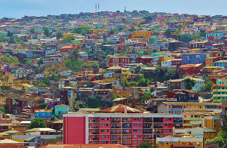 Valparaiso, vesnice, město, Chile, Jižní Amerika, krajina, Panoráma města