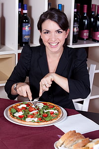 pizza, Restaurant, pizza, mat, basilikum, tomat, skjønnhet