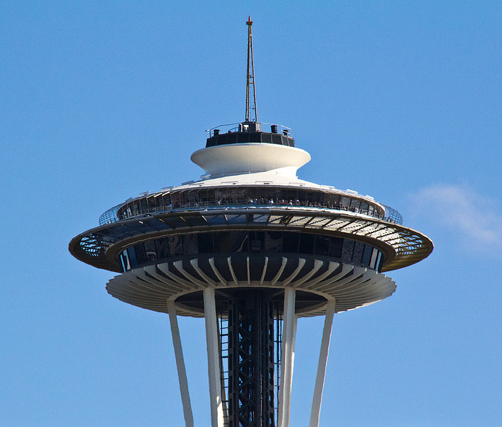 Seattle, wieży Space needle, igły, miejsca, Miasto, Waszyngton, Architektura