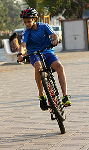 trick, bicycle, rider, child, boy, leisure, ride