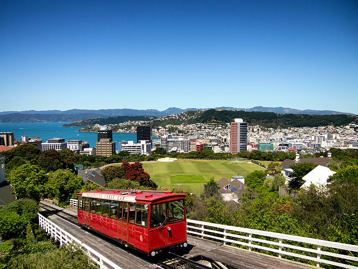Wellington, Nova Zelandija, vlak, železniški, stavb, arhitektura, zaliv