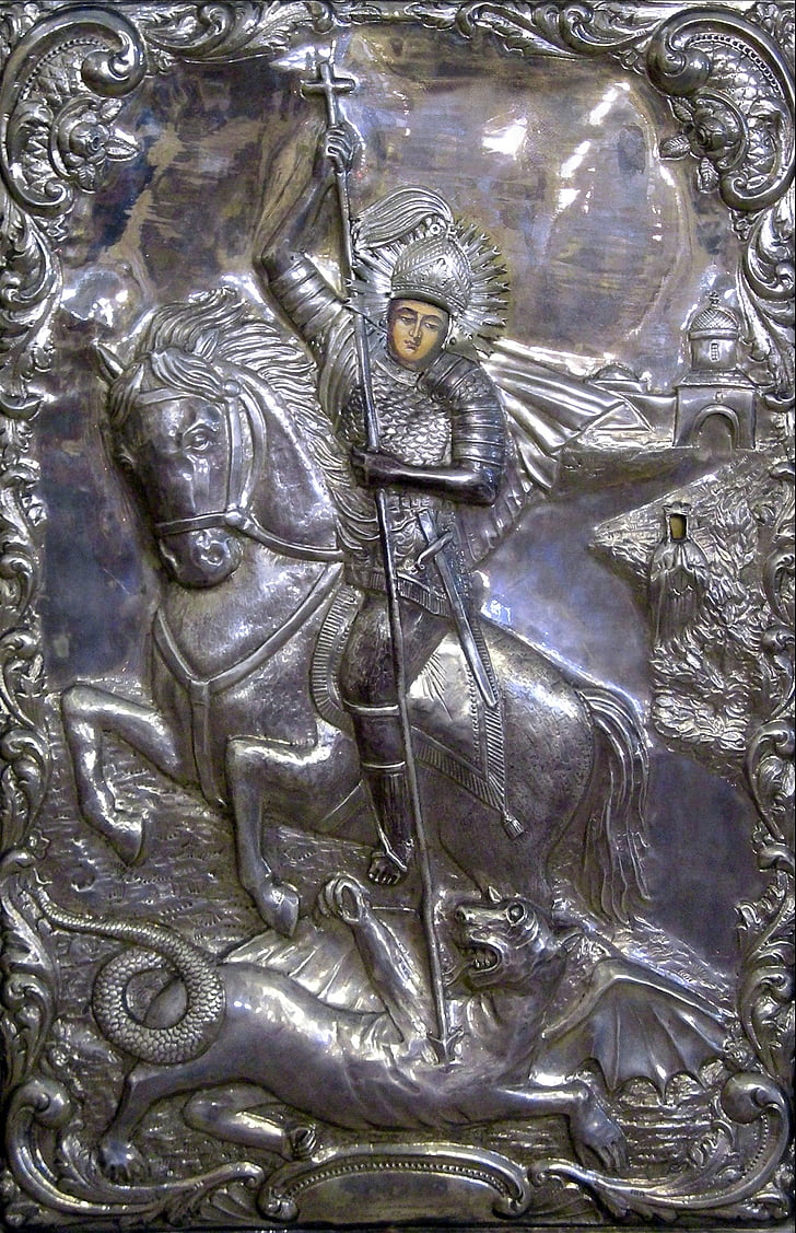 piktograma, Sankt, Gheorghe, kovoti su, velnias, bažnyčia, dvasinis