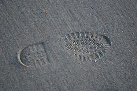 발자국, 모래, 신발