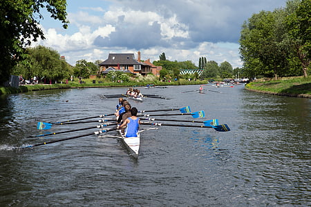 evezősök, evezős csónak, vízi sportok, Cambridge, Cambridgeshire, víz, Egyetem