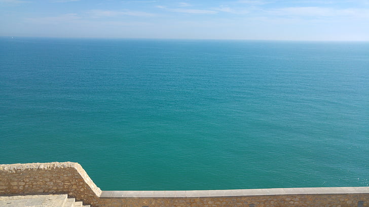 views, sea, peñíscola, blue, water, summer, nature