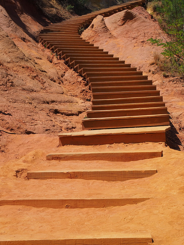 stairs, gradually, nature park, rise, emergence, wound, ocher rocks