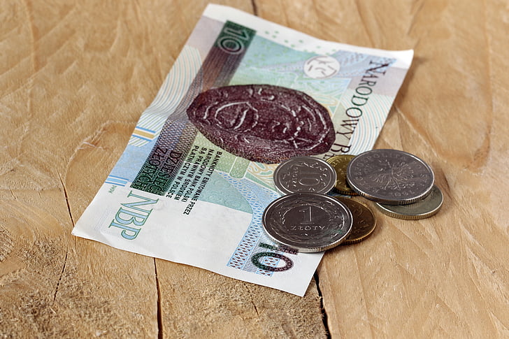 nauda, euro banknošu, droša, Polijas zlots, poļu banknotes, Dime, monētas