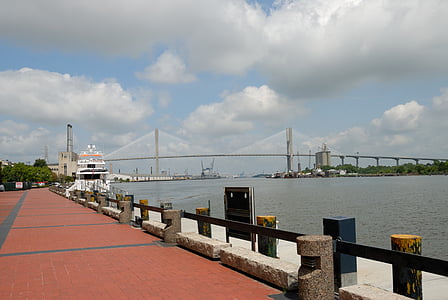 Savannah, Georgië, rivierfront, historische, vakantie, Toerisme, Verenigde Staten