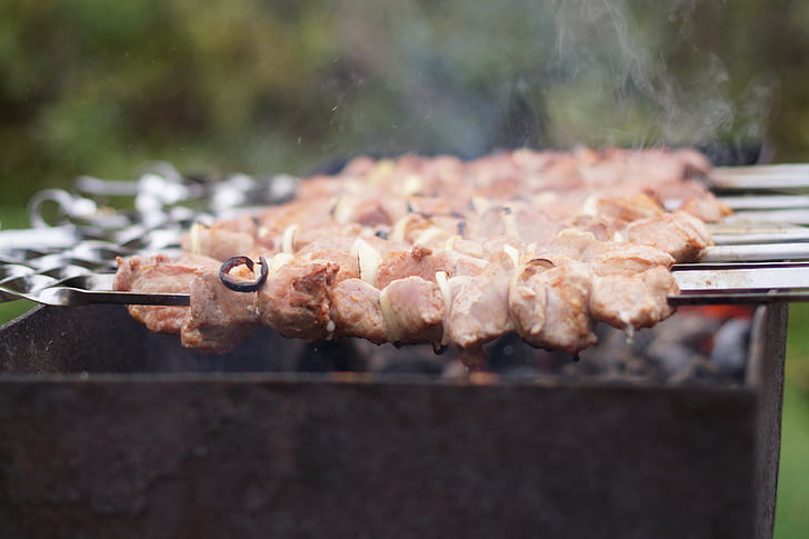 kebab dello shish, carne, pic-nic, carne fritta, Mangal, stuzzicadenti, spiedini