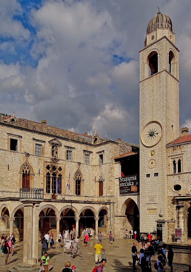 Dubrovnik, menara jam, Kroasia, kota tua, Laut Adriatik
