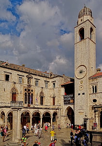 Dubrovnik, tour de l’horloge, Croatie (Hrvatska), vieille ville, mer Adriatique