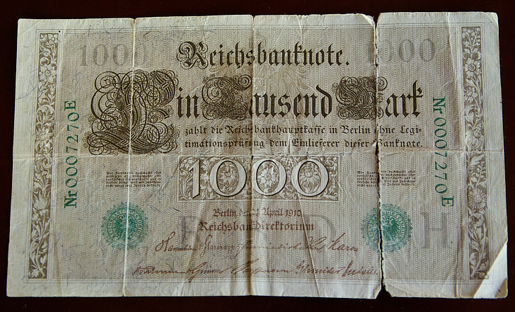 money, mark, banknote, former, germany