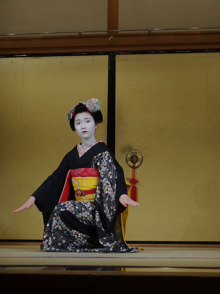 geisha, Kyoto, cultura, central, Japó, jugar, quimono