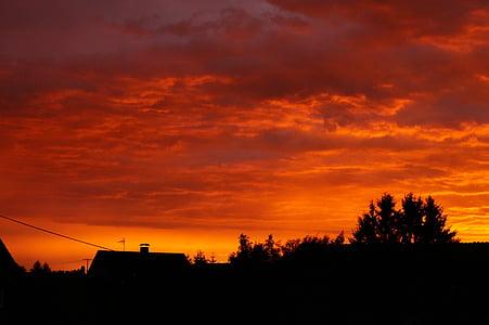 solnedgang, Afterglow, glød, rød, orane, himmelen, natur