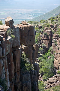 slėnio dykuma, dolerite kaminai, Pietų Afrika, Rytų Žaliojo, kraštovaizdžio