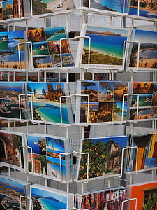 Postkaarten, post-kaartverkoop, -post racks, boekhandel, souvenir, mail, Verzenden