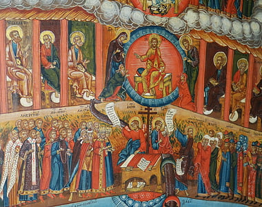 pintura mural, imagem, Rússia, ícone de, Igreja Ortodoxa, Igreja, acreditar