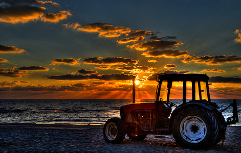 puesta de sol, Playa, Costa