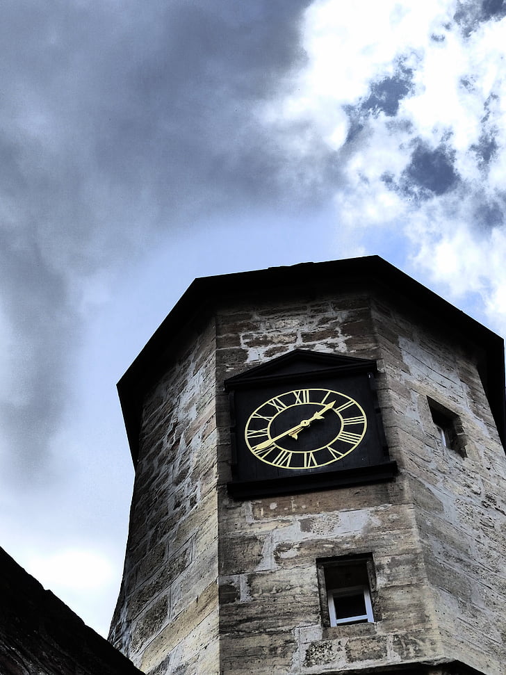 หอนาฬิกา, ทาวเวอร์, เวลา, อาคาร, ท้องฟ้า