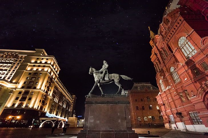 Moskou, Marshall, Zhukov, Rode plein, Kremlin, Rusland, monument