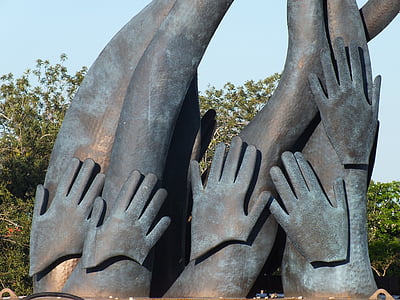 hands, monument, pagesia, saint barbara