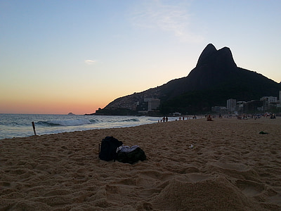 Rio de janeiro, Beach, Ipanema, táj, naplemente, nyári