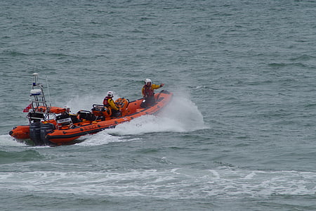 RNLI, reddingsboot, redding, boot, oefening, kustlijn, zee