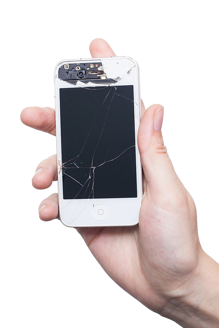 iPhone, mobilni telefon, smartphone, prikaz, zdrobljen, poškodbe, jabolko