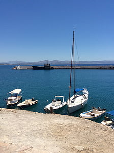 лодки, пристанище, Крит, Риболов, порт, море, морски кораб