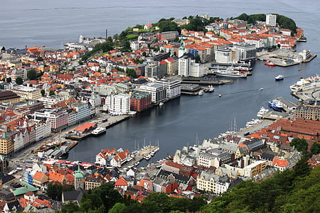 планини, Норвегия, Norge, град, от горе, архитектура, изграждане на екстериора