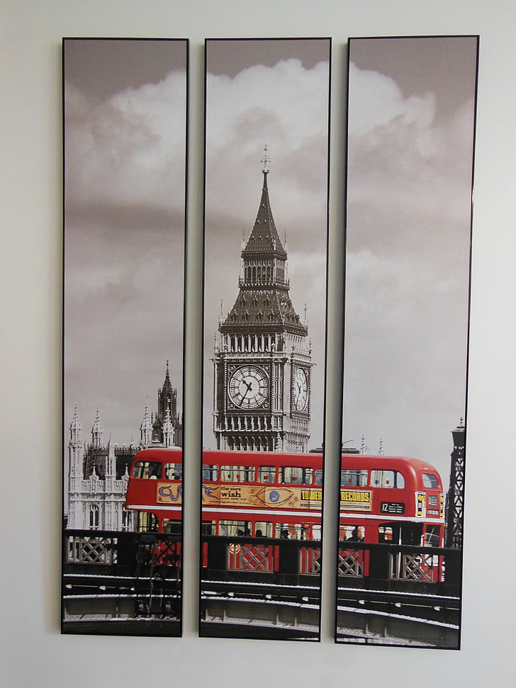 Bild, Trolley, Uhr, Turm, England, rot, Tour