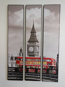attēls, Trolejbuss, pulkstenis, tornis, Anglija, sarkana, tūre