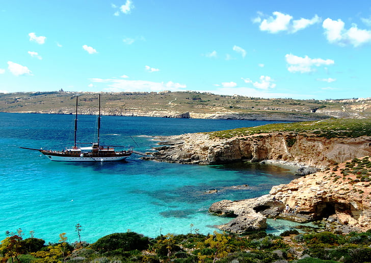 Comino, Malta, viatges, illa, Mar, blau, paisatge