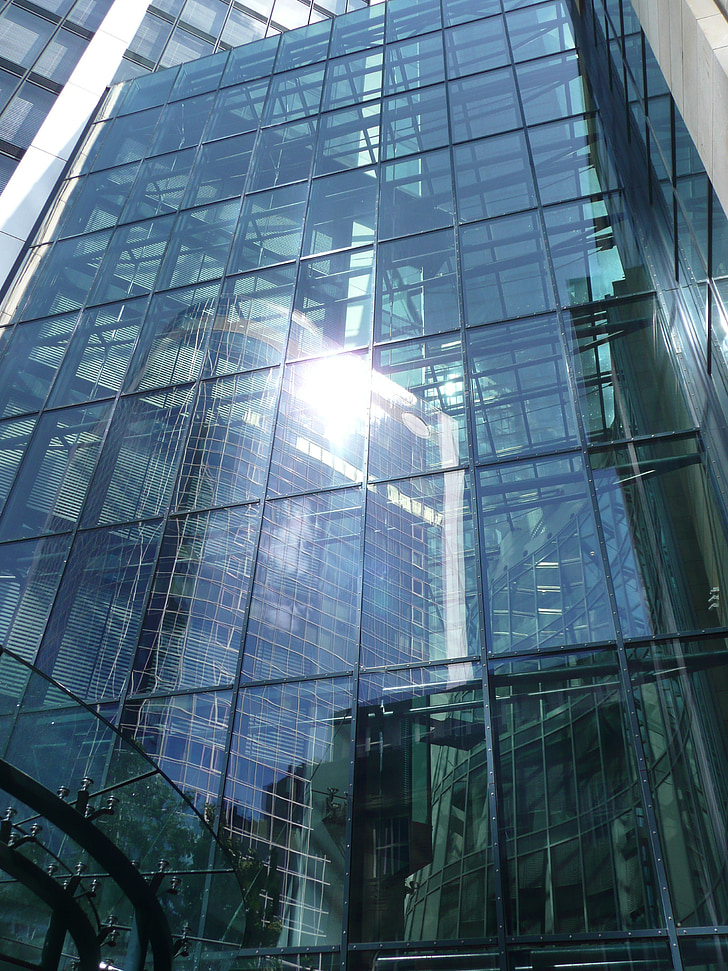 skyscraper, glass facade, frankfurt, glass, window, city, financial district