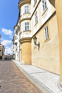 historical center, prague, building, street, window