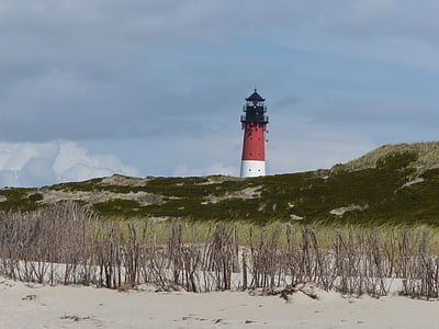 Lighthouse, Sylt, Beach, Dovolenka, červená, biela, pobrežie