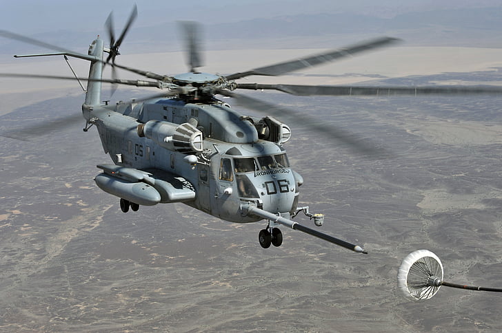 super stallion helicopter, refueling in flight, military, chopper, boom, aircraft, transport